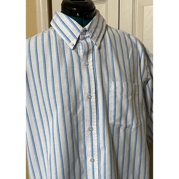 Men's Croft & Barrow Striped Button-Down White Dress Shirt Cotton Blend Size L - Picture 13 of 16